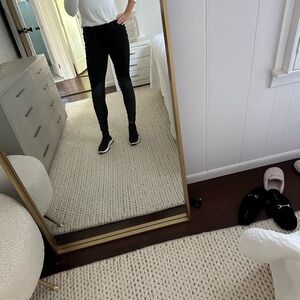 Black leather & jersey leggings